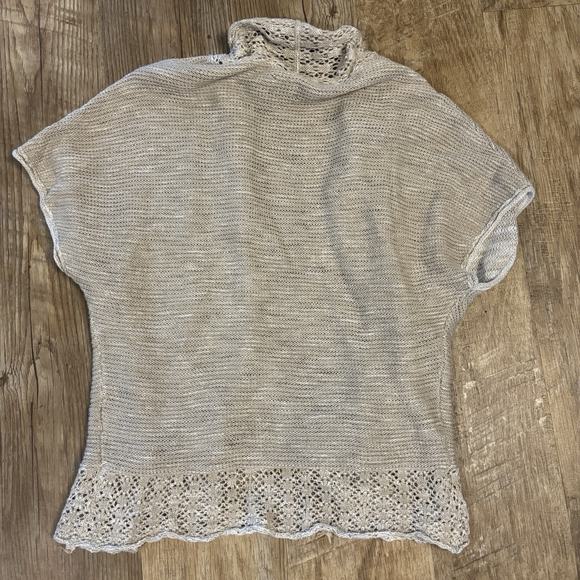 Converse Neutral Open Cardigan Women Medium Beige Minimalist Boho Chic Hippie - Picture 7 of 7